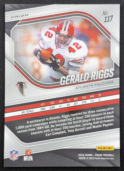 Gerald Riggs 2025 Panini Prizm Purple Ice /225 Falcons
