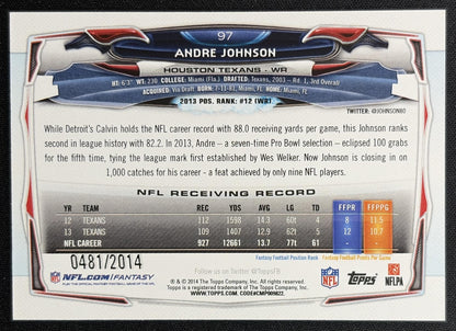 Andre Johnson 2014 Topps Gold /2014 Texans Sports Trading Cards