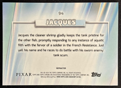 Jacques 2026 Topps Chrome Disney Refractor Finding Nemo Back