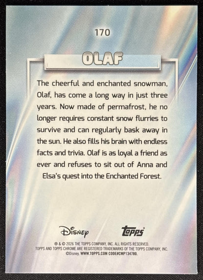Olaf 2026 Topps Chrome Disney Frozen II back
