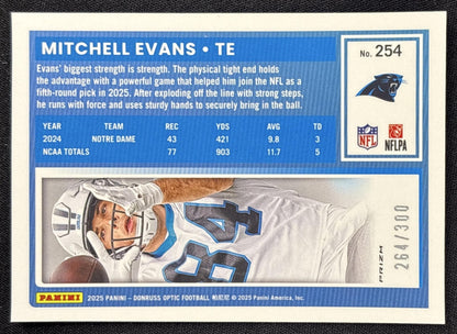 Mitchell Evans 2025 Panini Donruss Optic Rated Rookie Wave Prizm /300 Panthers