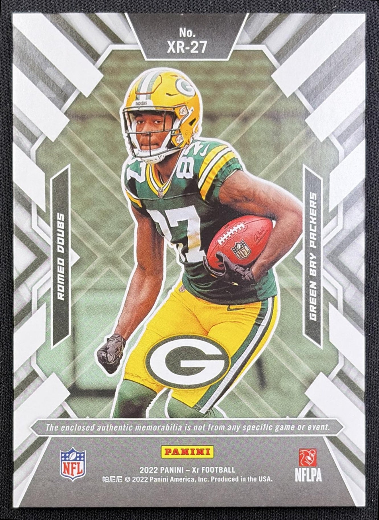 Romeo Doubs 2022 Panini XR X Ray Swatches /75 Packers