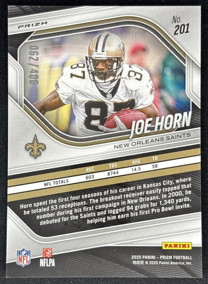 Joe Horn 2025 Panini Prizm Pandora /400 Saints back
