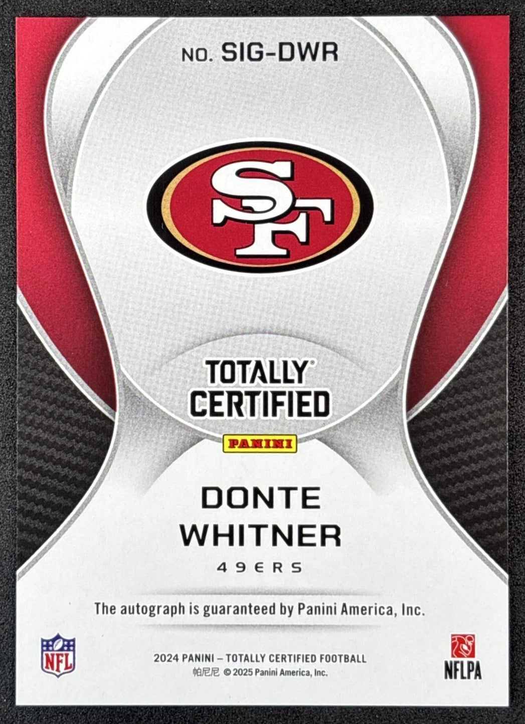 Donte Whitner 2024 Panini Totally Certified Signatures 49ers