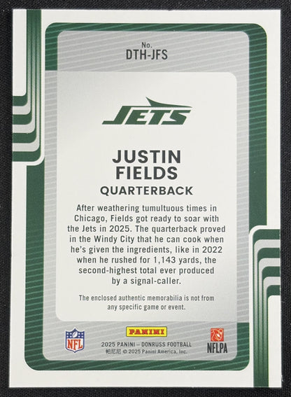 Justin Fields 2025 Panini Donruss Threads Jets Sports Trading Card