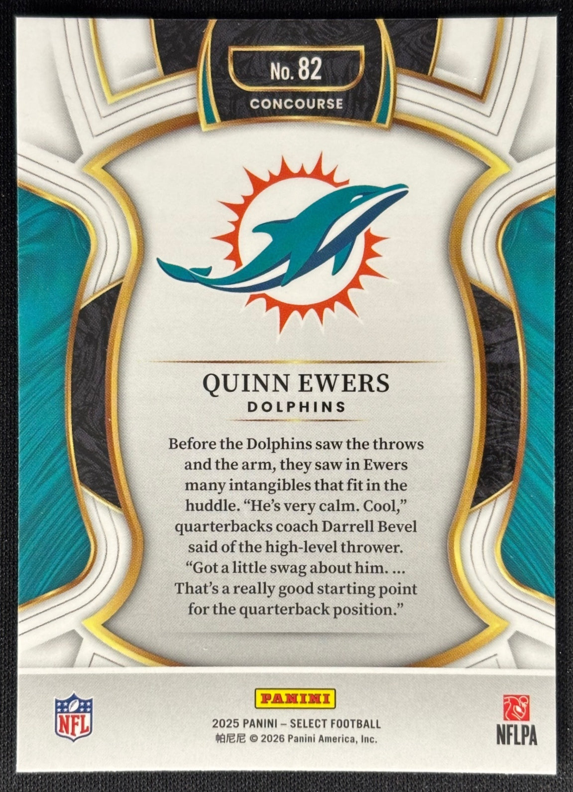 Quinn Ewers 2025 Select Concourse Dolphins Sports Trading Card