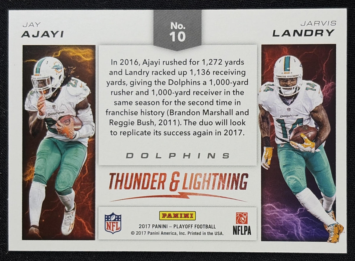 Jay Ajayi 2017 Panini Playoff Boss Hoggs Kickoff /199 Dolphins sports trading card back