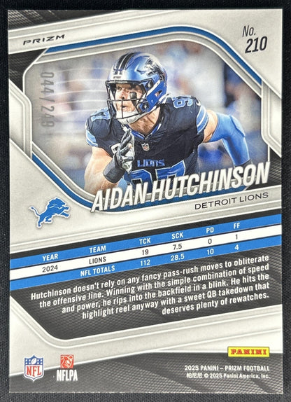 Aidan Hutchinson 2025 Panini Prizm Orange /249 Lions Back