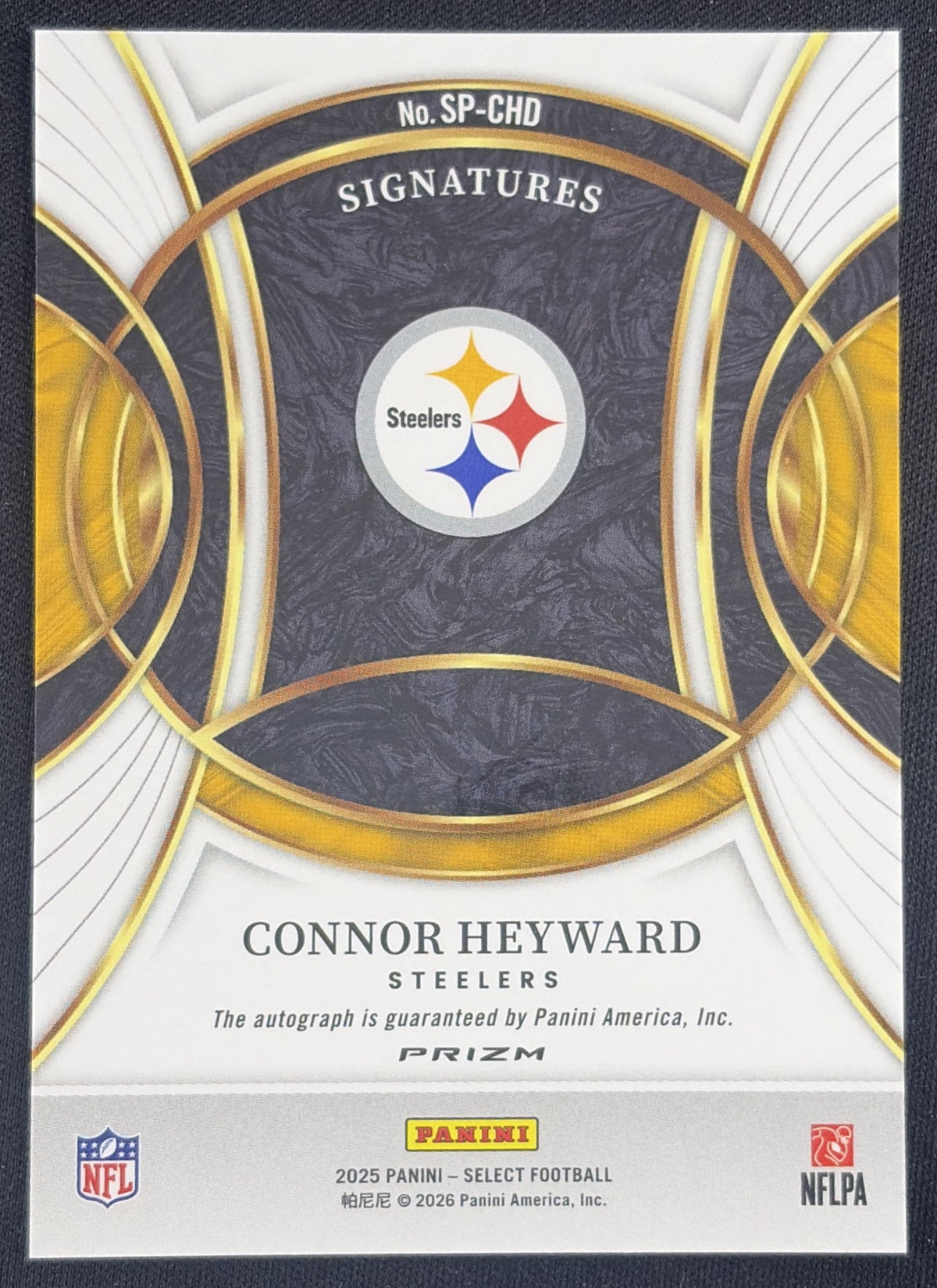 Connor Heyward 2025 Panini Select Signatures Silver Prizm Steelers Sports Trading Card