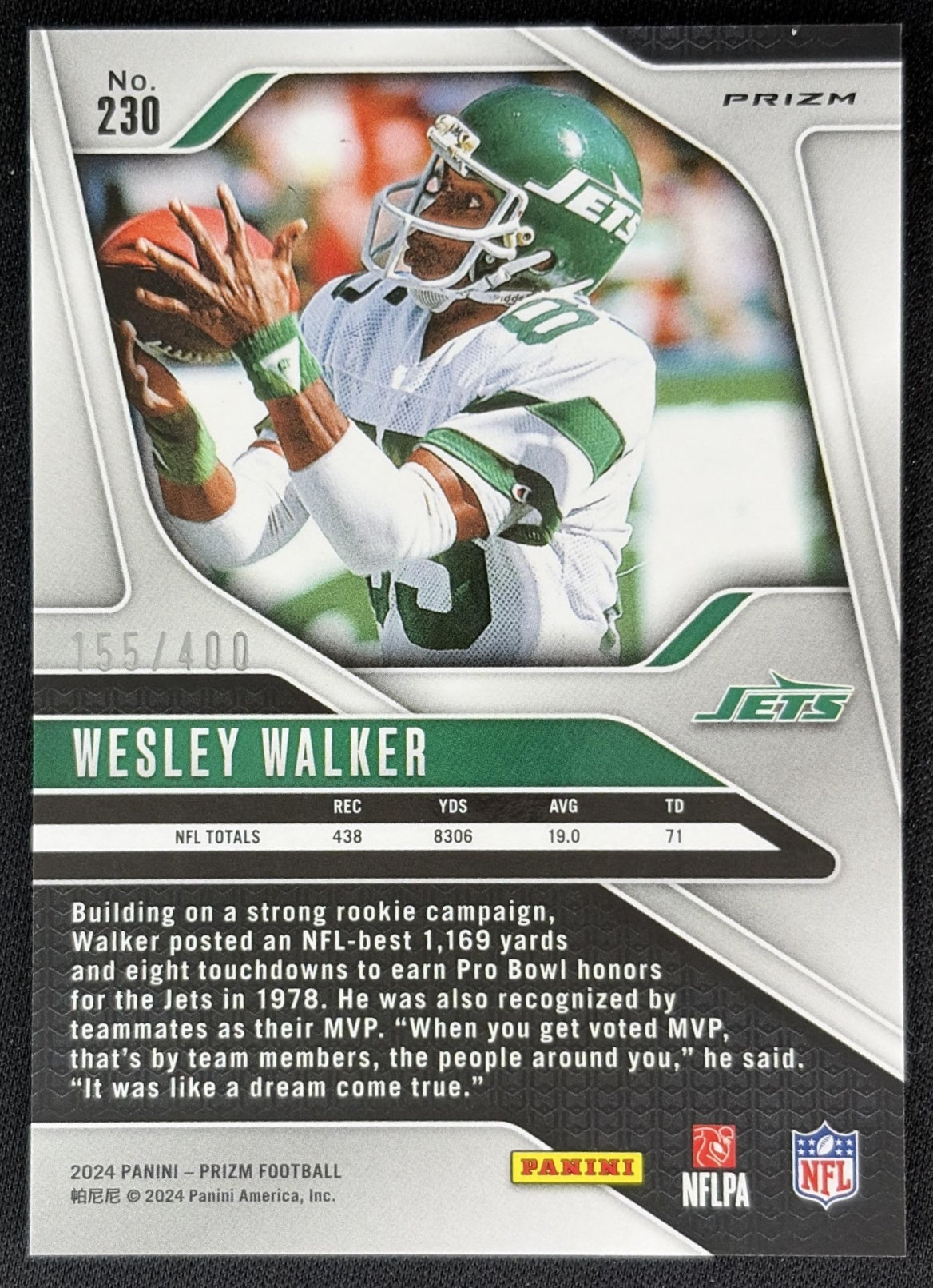 Wesley Walker 2024 Panini Prizm Pandora /400 Jets back