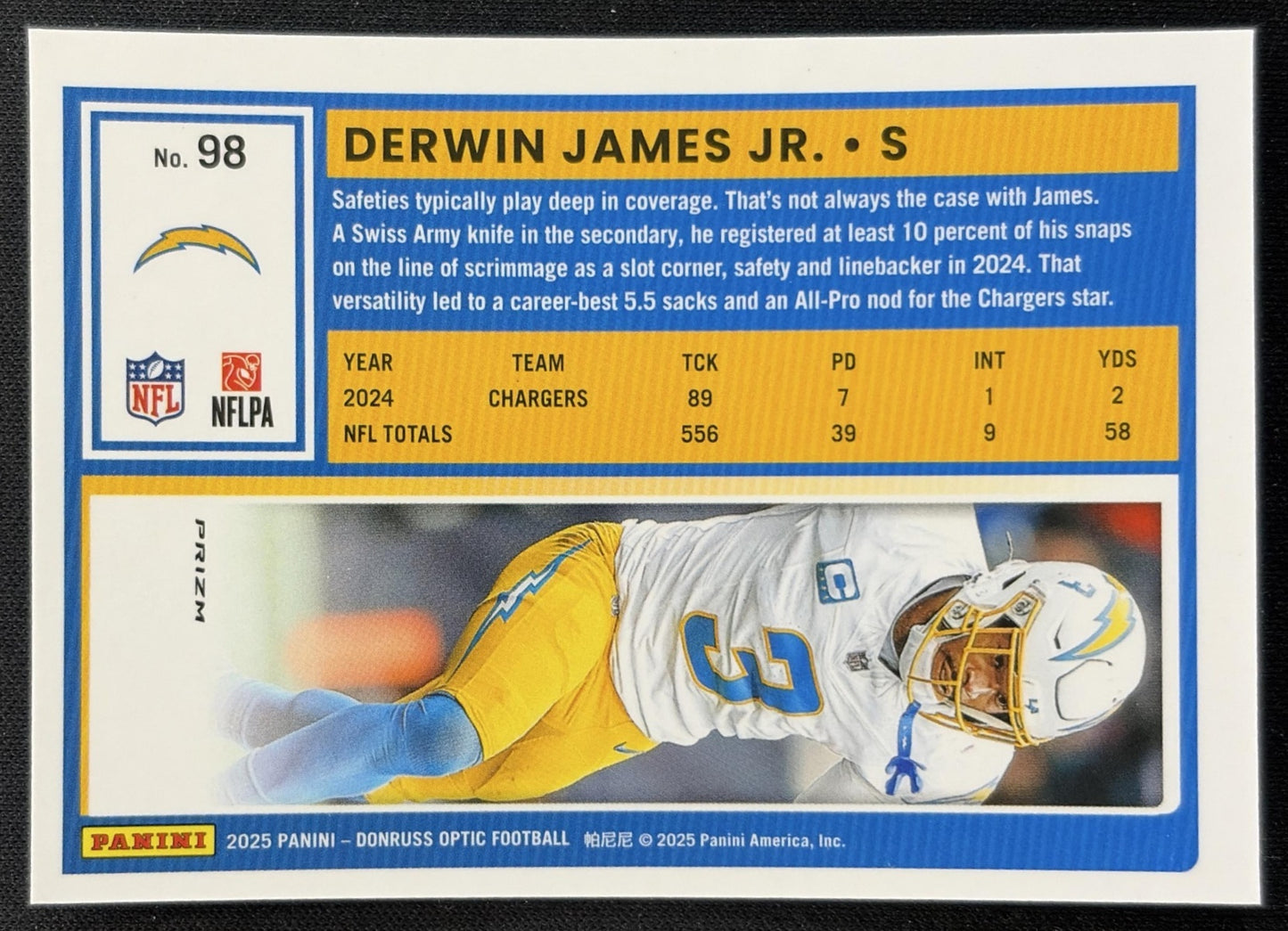 Derwin James Jr. 2025 Panini Donruss Optic Stars Prizm Chargers Football