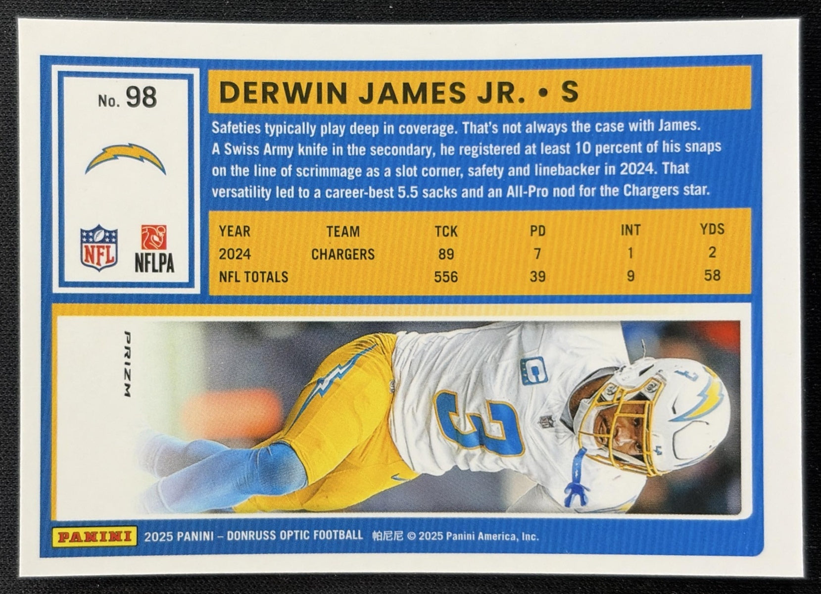 Derwin James Jr. 2025 Panini Donruss Optic Stars Prizm Chargers Football