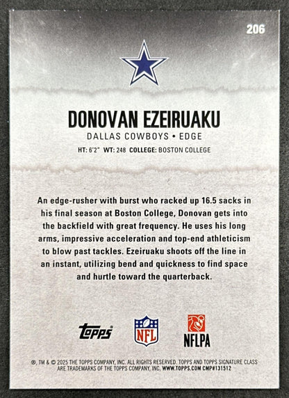 Donovan Ezeiruaku 2025 Topps Signature Class Rookie Blue & Yellow Foil Cowboys