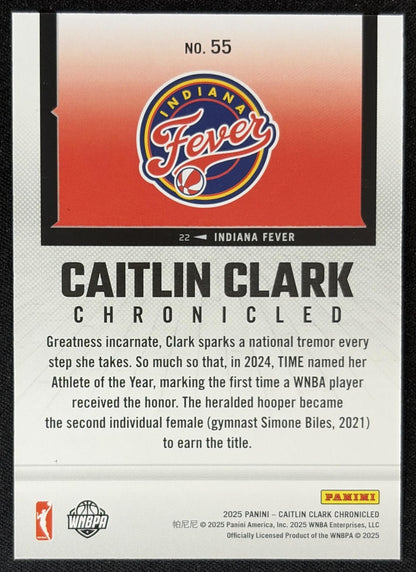 Caitlin Clark 2025 Panini Chronicled Life Style Holo Fever 55 Indiana Fever Sports Trading Card