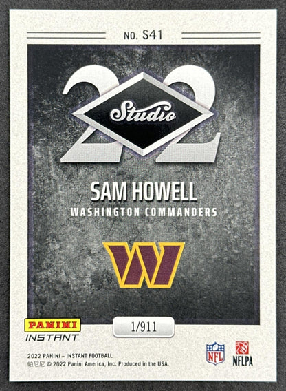 Sam Howell 2022 Panini Instant Studio Rookie /911 Commanders Cowboys back sports trading card