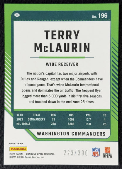 Terry McLaurin 2024 Panini Donruss Optic Wave /300 Commanders Sports Trading Cards