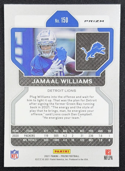 Jamaal Williams 2021 Panini Prizm Light Blue Lions