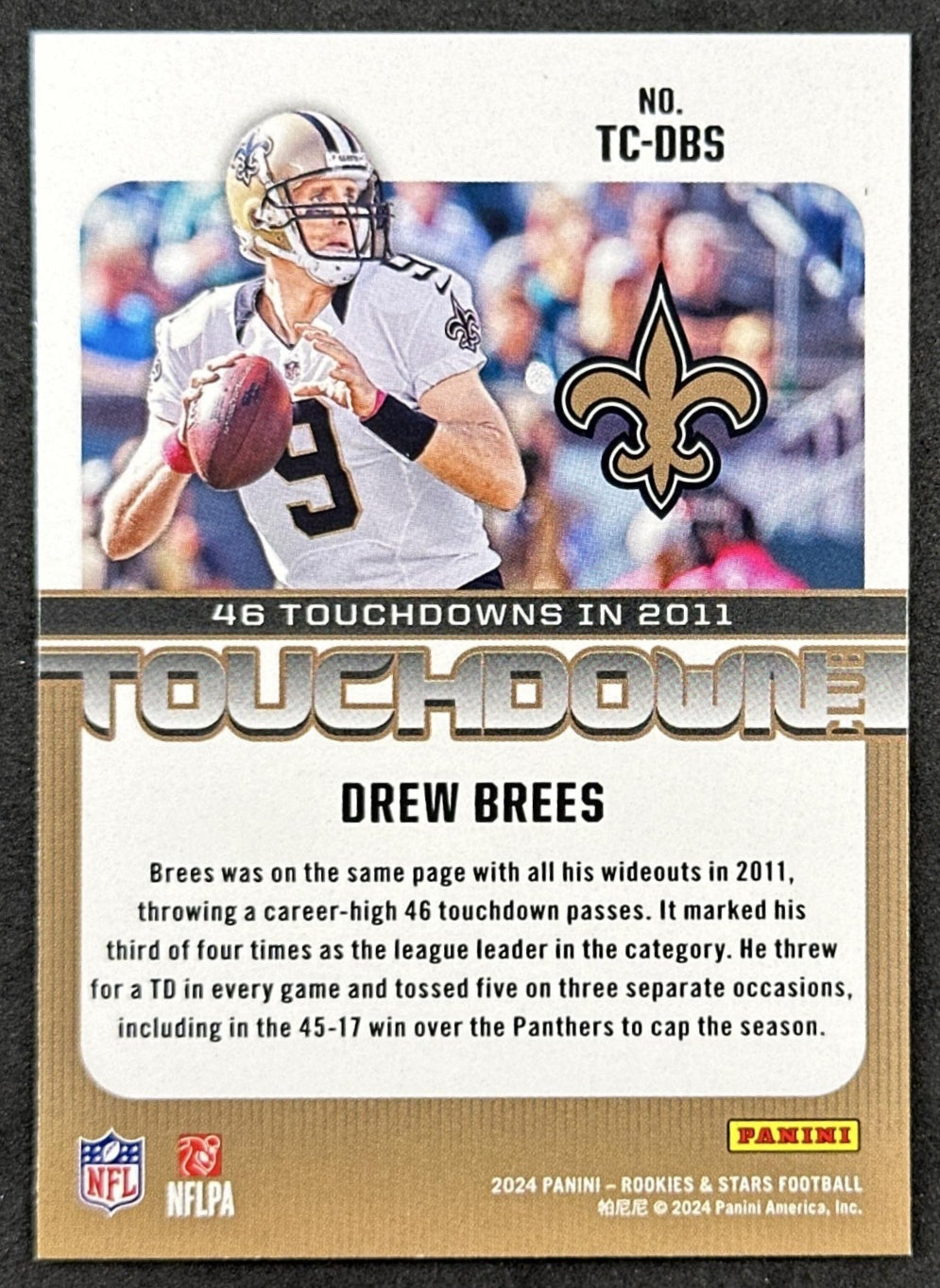 Drew Brees 2024 Panini Rookies & Stars Touchdown Club Saints Back
