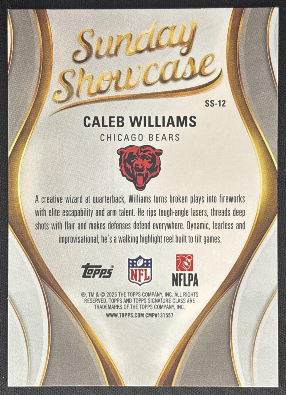 Caleb Williams 2025 Topps Signature Class Sunday Showcase Teal Foil /225 Bears Sports Trading Cards