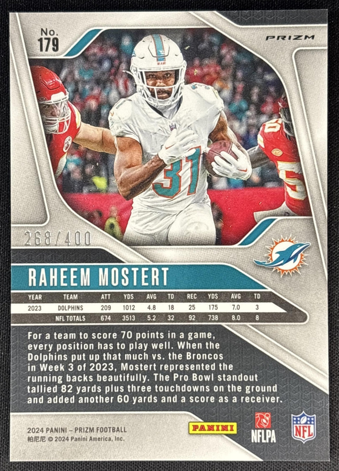 Raheem Mostert 2024 Panini Prizm Pandora /400 Dolphins