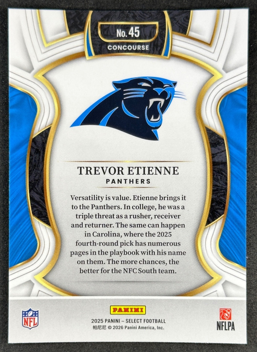 Trevor Etienne 2025 Select Concourse Panthers Sports Trading Cards
