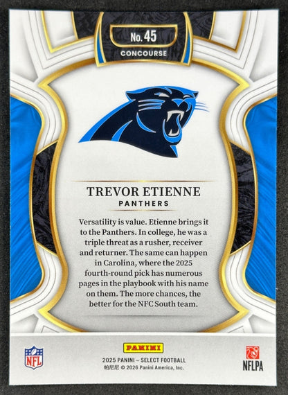 Trevor Etienne 2025 Select Concourse Panthers Sports Trading Cards