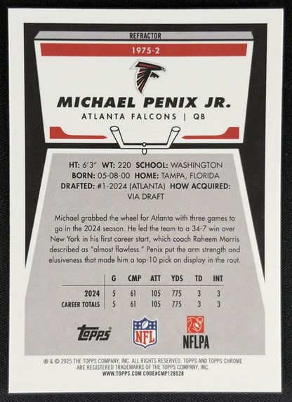 Michael Penix Jr. 2025 Topps Chrome 1975 Refractor Falcons