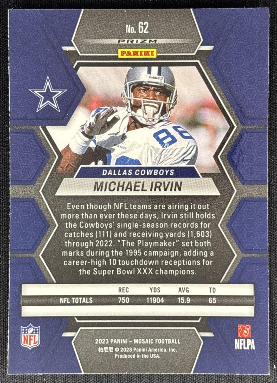 Michael Irvin 2023 Panini Mosaic Reactive Blue Mosaic Cowboys Sports Trading Cards