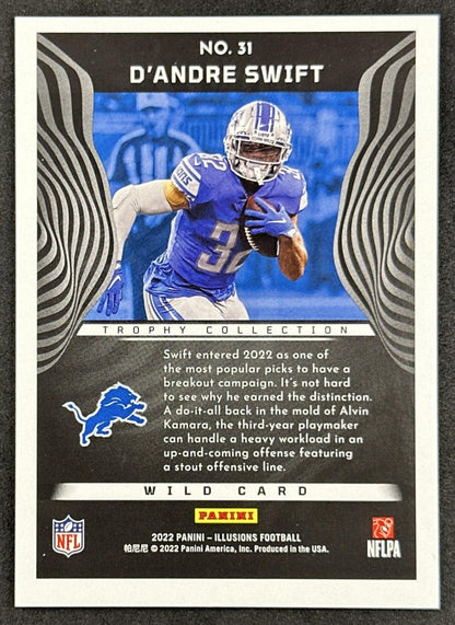 D'Andre Swift 2022 Illusions Trophy Collection /30 Lions Bears Sports Trading Cards