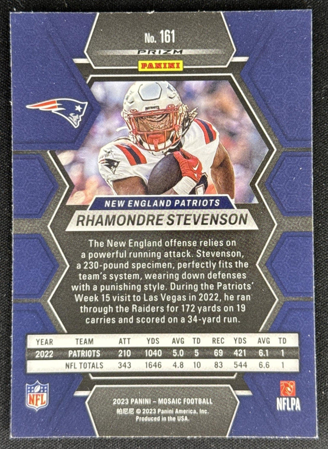 Rhamondre Stevenson 2023 Panini Mosaic Camo Pink Mosaic Patriots Sports Trading Card