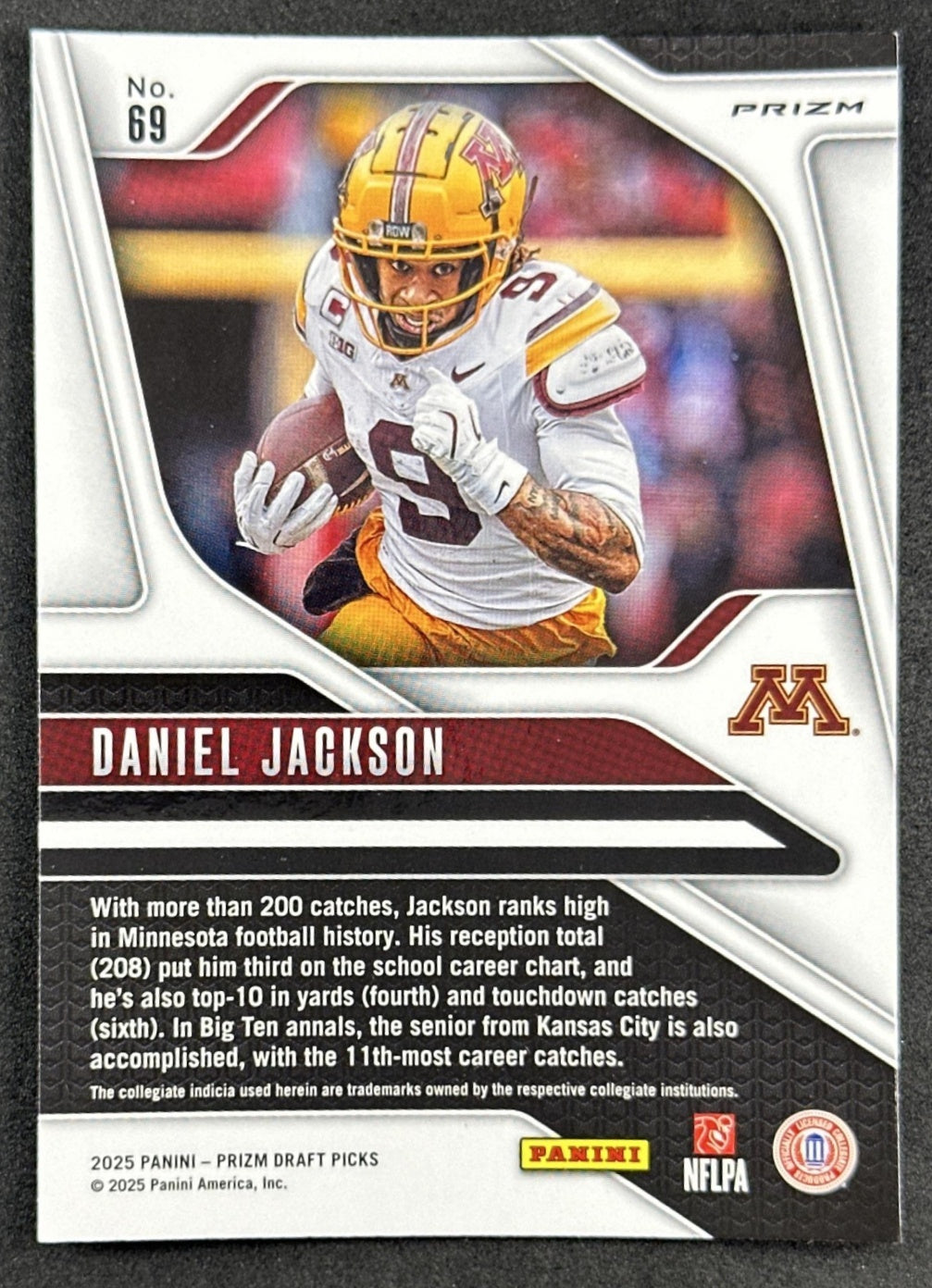 Daniel Jackson 2025 Panini Prizm Draft Picks Purple Wave Golden Gophers