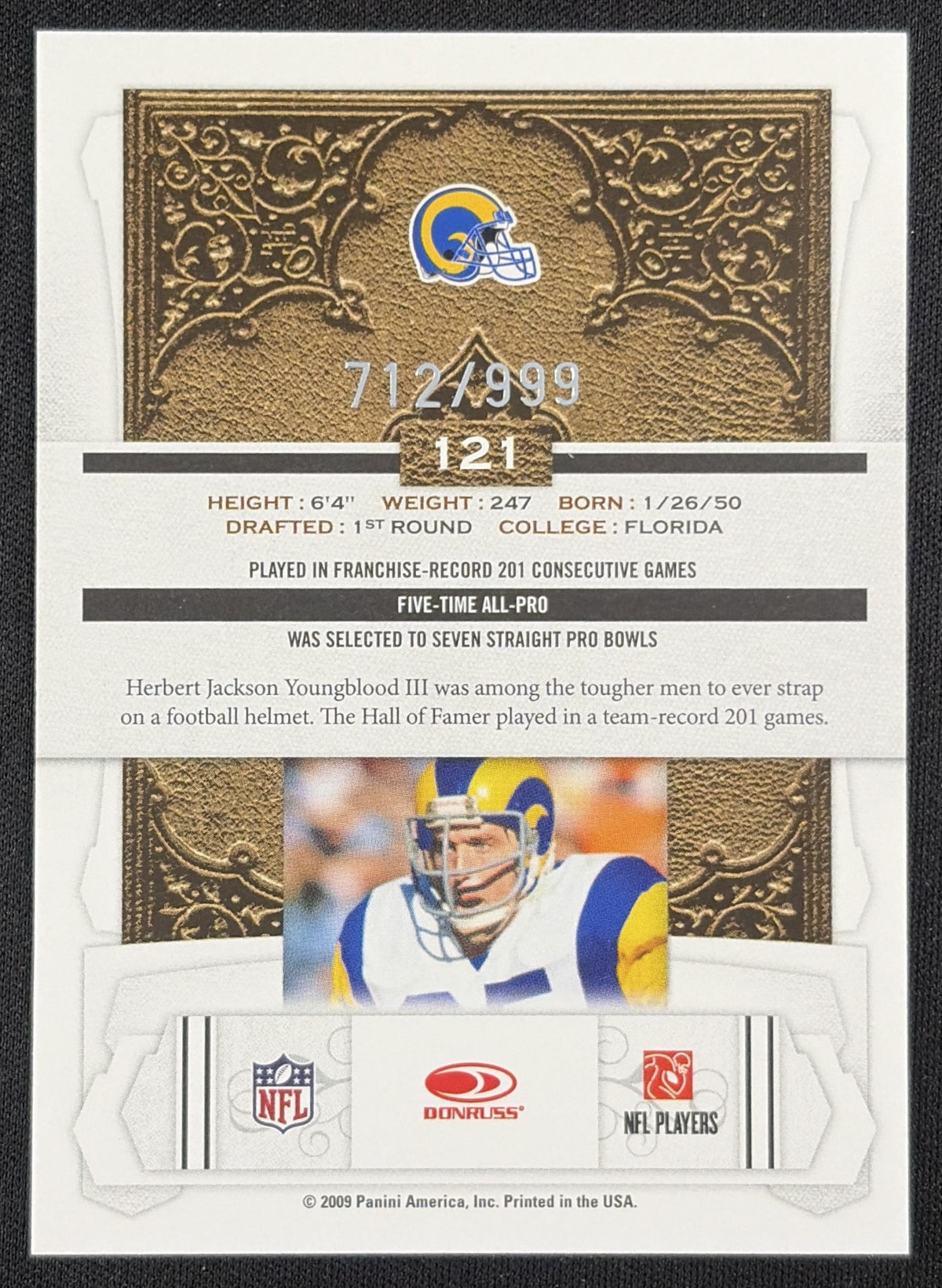Jack Youngblood 2009 Panini Donruss Classics /999 Los Angeles Rams