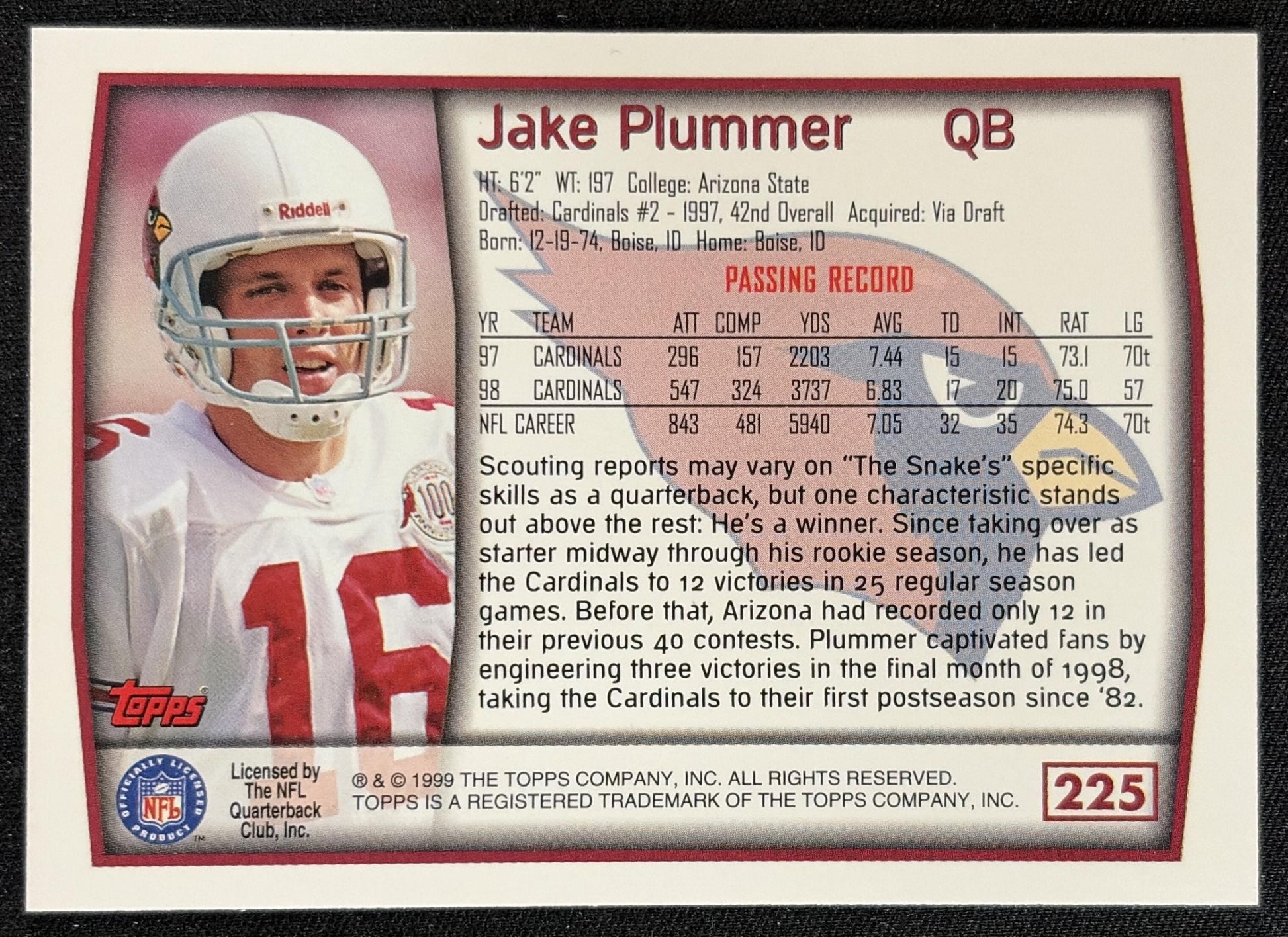 Jake Plummer 1999 Topps Cardinals