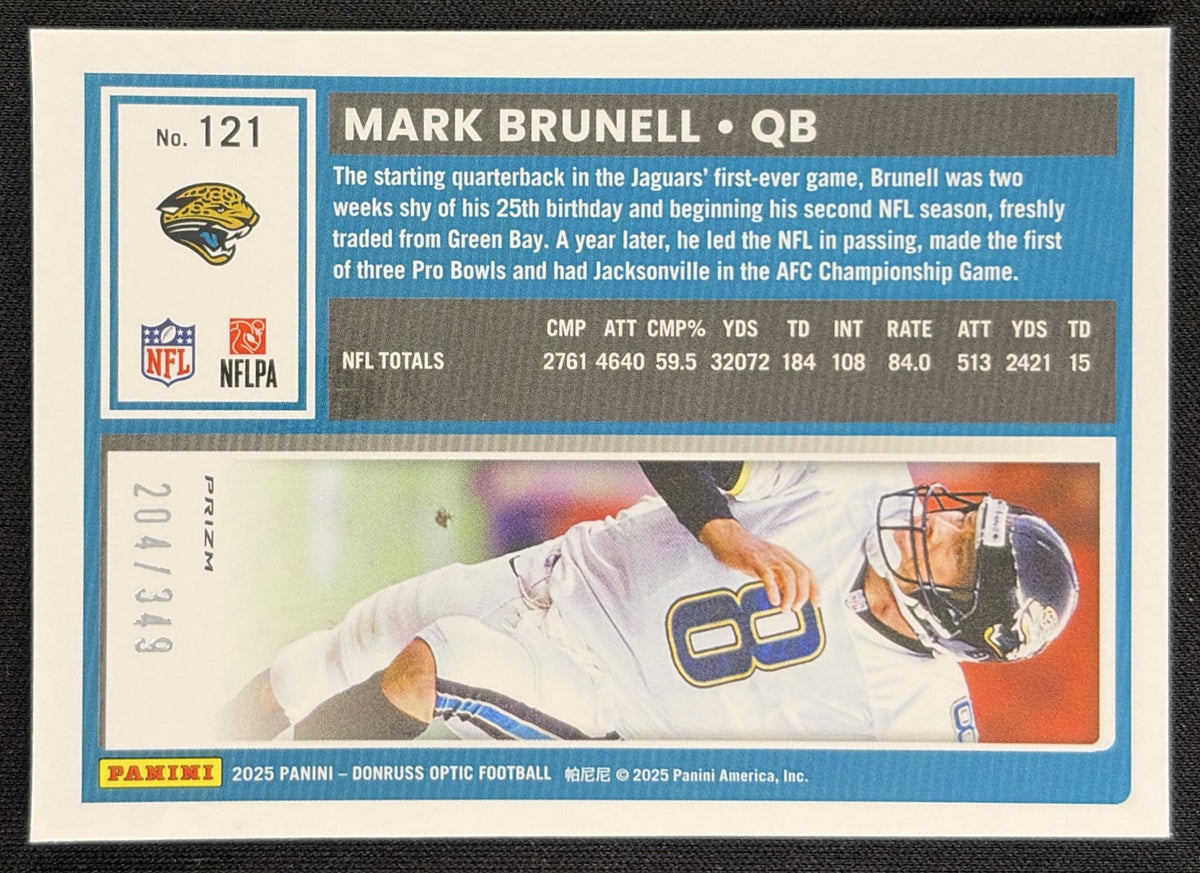 Mark Brunell 2025 Panini Donruss Optic Aqua Prizm /349 Jaguars