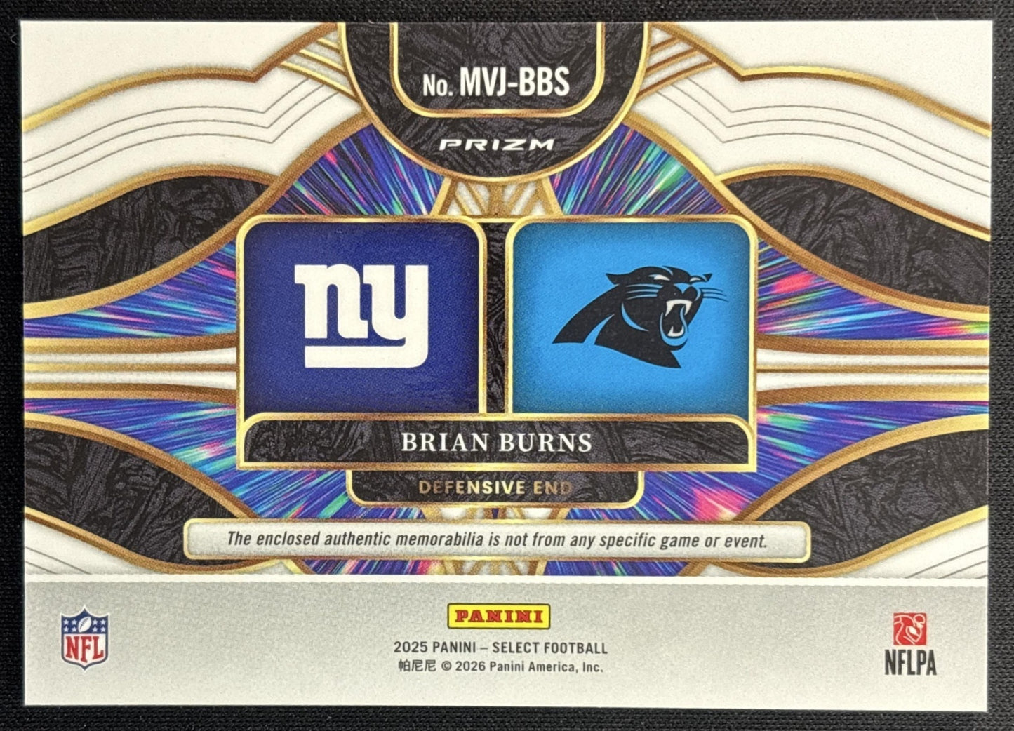 Brian Burns 2025 Panini Select Multiverse Jerseys Red Prizm
