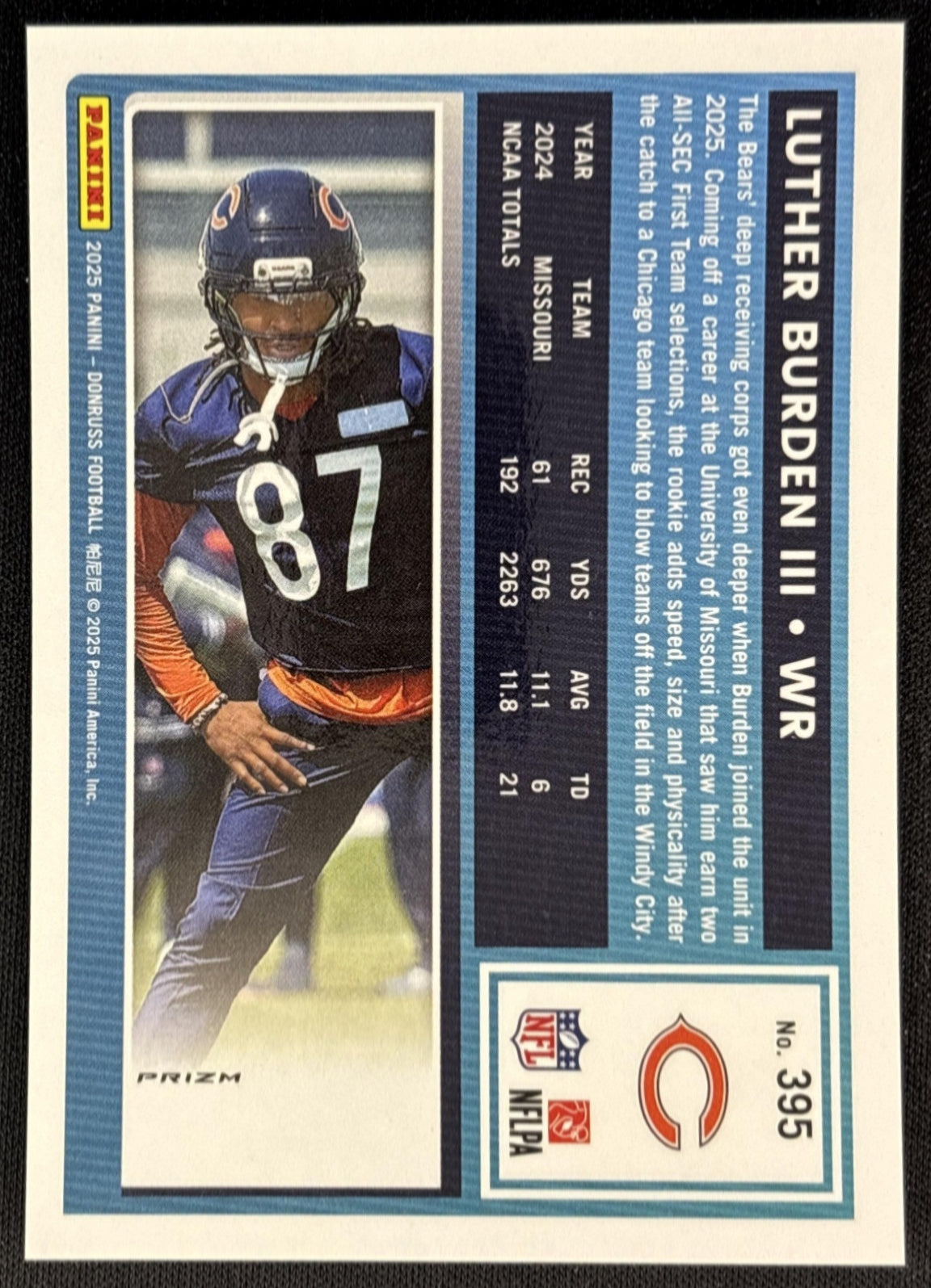 Luther Burden III 2025 Donruss Optic Rated Rookie Preview Football Emoji Bears back