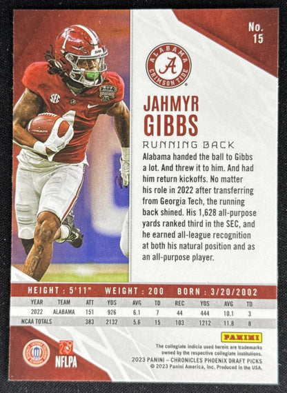 Jahmyr Gibbs 2023 Panini Chronicles Draft Picks Phoenix Lions Sports Trading Card