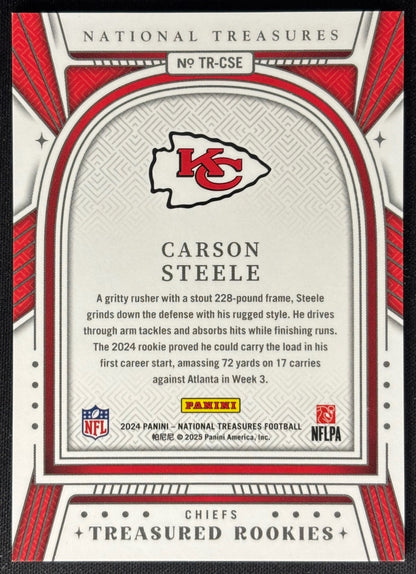 Carson Steele 2024 National Treasures Treasured Rookies /99 Chiefs - Back