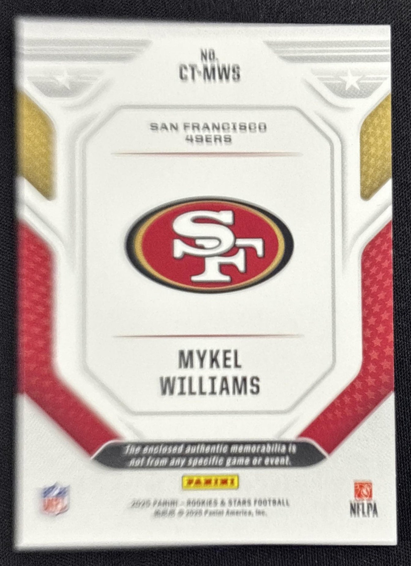 Mykel Williams 2025 Panini Rookies & Stars Cross Training 49ers