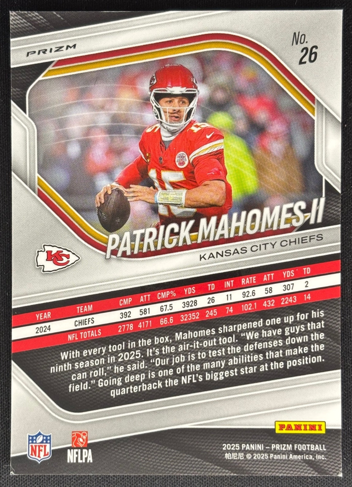 Patrick Mahomes II 2025 Prizm Green Flash Chiefs