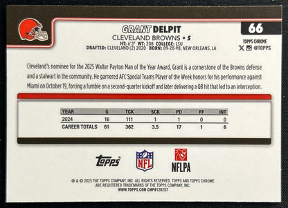 Grant Delpit 2025 Topps Chrome Browns Sports Trading Cards