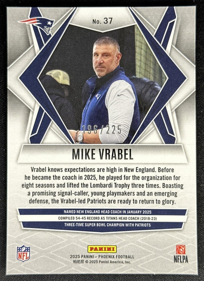 Mike Vrabel 2025 Panini Phoenix Lime Green Lava Prizm /225 Patriots