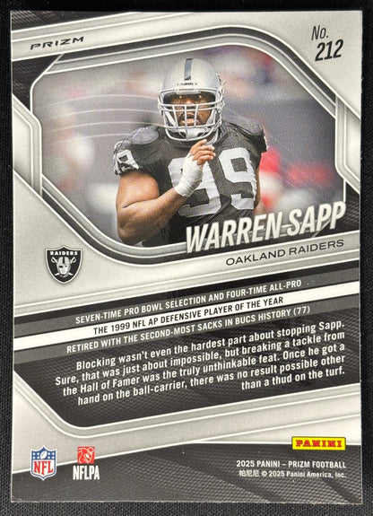 Warren Sapp 2025 Prizm White Disco Prizms Raiders