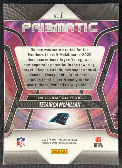 Tetairoa McMillan 2025 Prizm Prizmatic Panthers Sports Trading Card