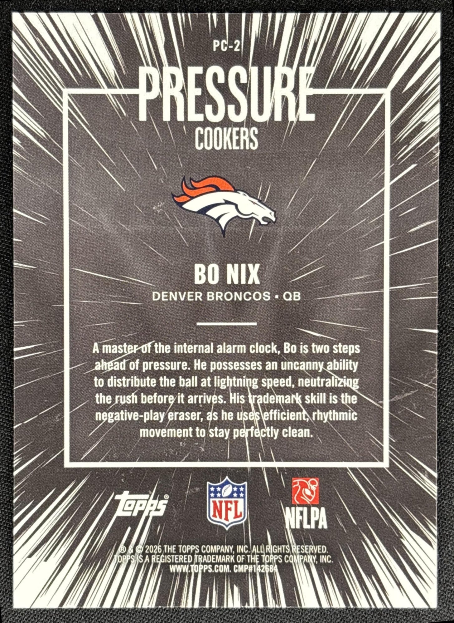 Bo Nix 2026 Topps Pressure Cookers Broncos
