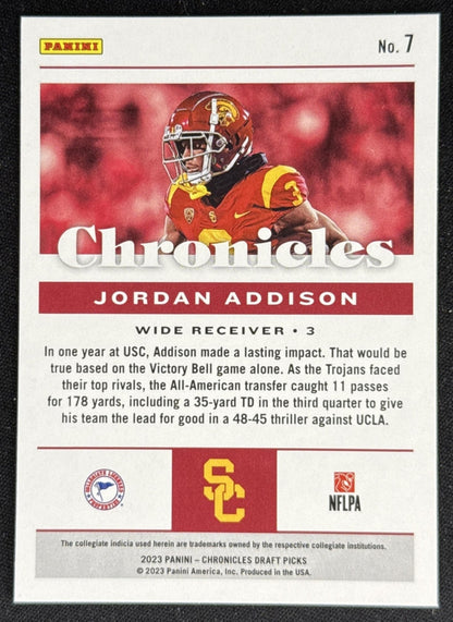Jordan Addison 2023 Panini Chronicles Draft Picks Vikings Sports Trading Card
