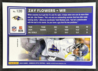 Zay Flowers 2025 Panini Donruss Optic Stars Prizm Ravens Sports Trading Cards