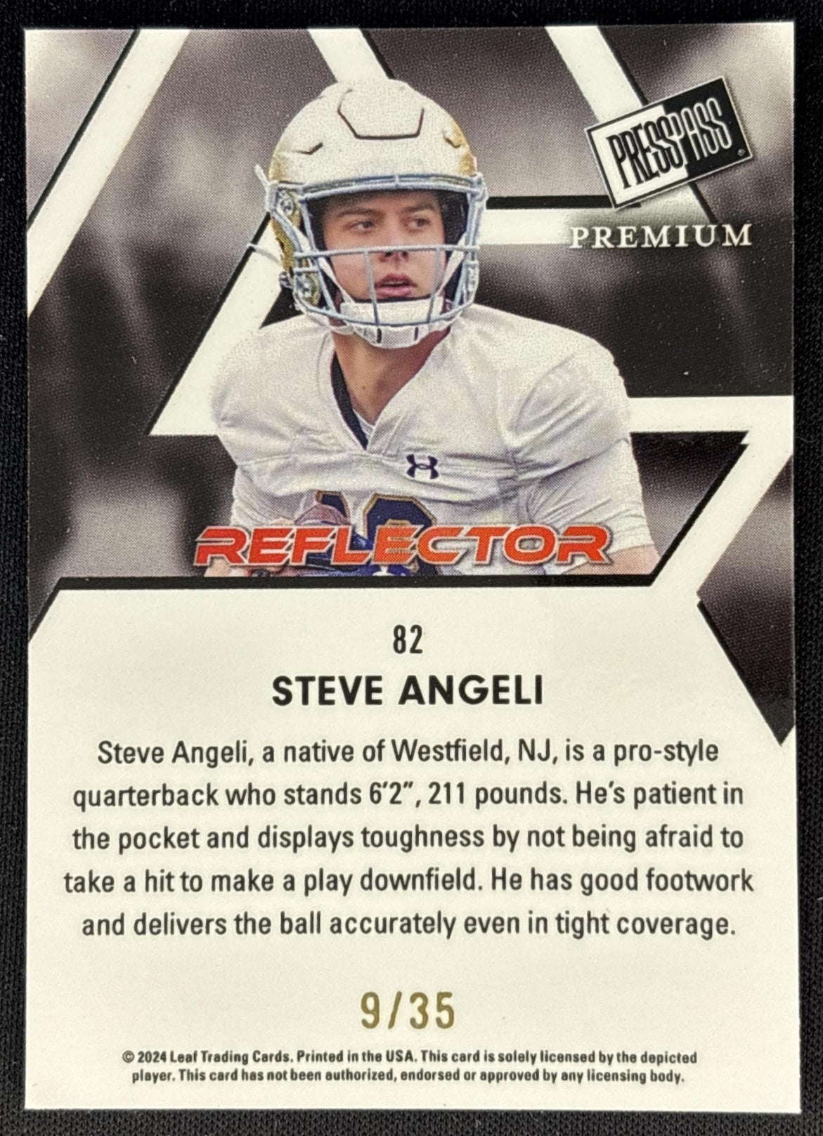 Steve Angeli 2024 Premium Reflector Prismatic Silver /35 Sports Trading Cards