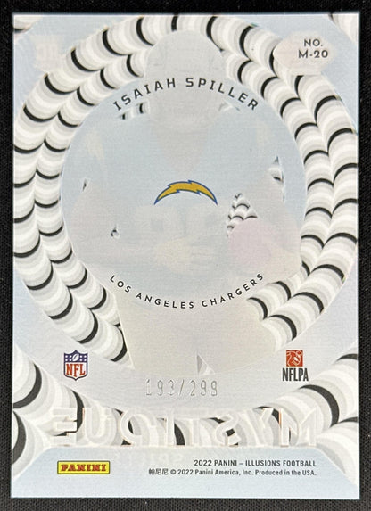Isaiah Spiller 2022 Panini Illusions Mystique Light Blue /299 Chargers back
