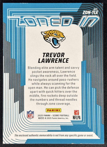 Trevor Lawrence 2025 Panini Score Zoned In Jerseys Jaguars Sports Trading Cards
